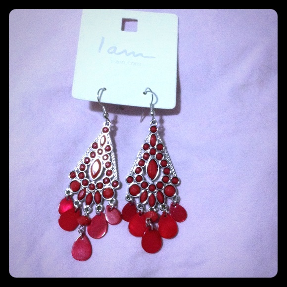 NWT Red chandelier earrings
