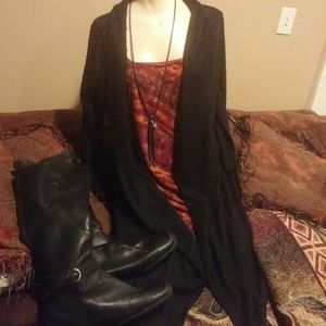 Long black cardigan duster