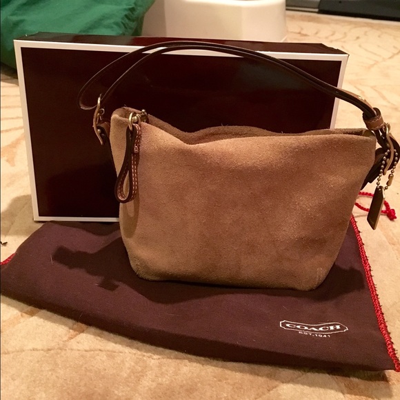 Coach Handbags - Small camel suede coach handbag