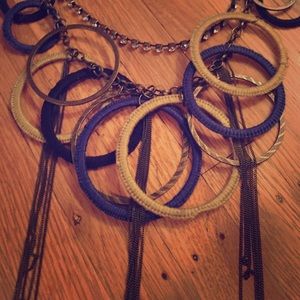 Awesome layered brass/ rhinestone necklace