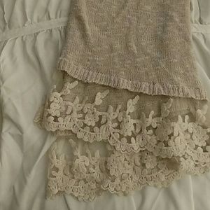 Cotton- knit Lace Sweater