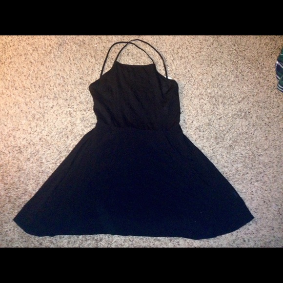 Crisscross back black dress