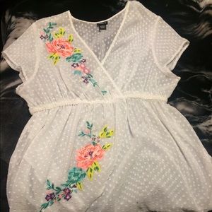 NWOT, Torrid see thru top with embroidered flowers