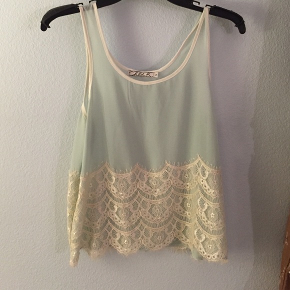 super cute baby blue lace tank top