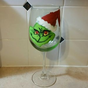 Grinch wine glass