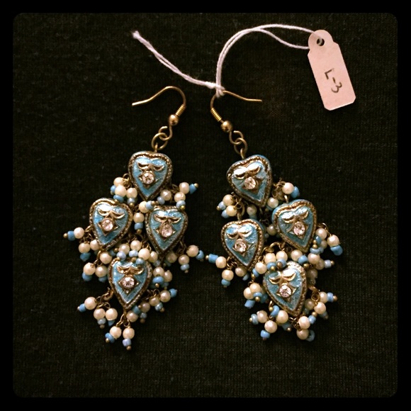 Turquoise Heart cluster earring