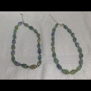 Double light jade green necklaces