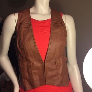 Faux leather camel vest