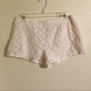 Off white lace shorts
