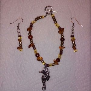 Glass Beaded Bracelet and Earring Set