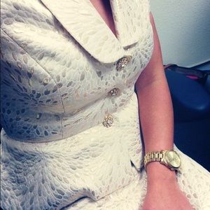Gold Peplum cut skirt suit