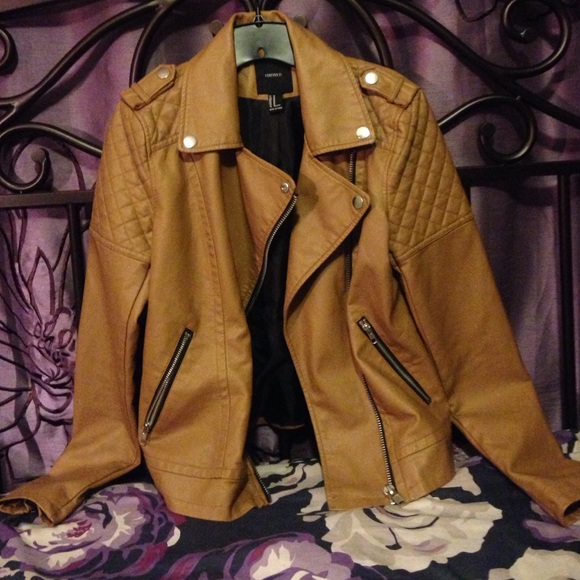 Neutral Color Pleather Jacket