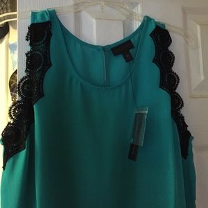 L Tall Tropical Green Worthington tank/blouse nwt