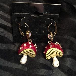 Betsey Johnson red mushroom earrings