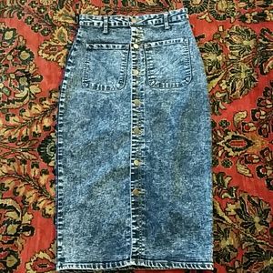 High-waisted denim skirt