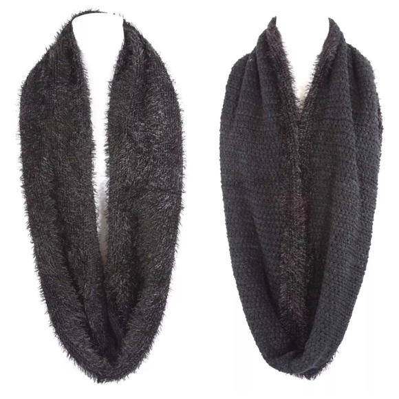 Reversible Black Soft Infinity Scarf - Picture 3 of 4