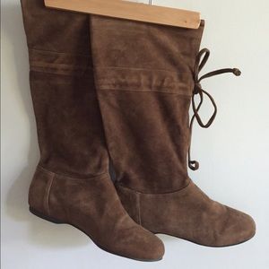 Brown buttery soft suede leather boots