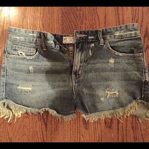 Free People Raw Hem Cut Off Jean Shorts