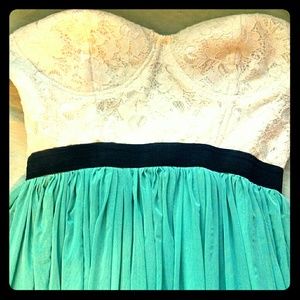 Gorgeous Long Lace Front Blue Gown