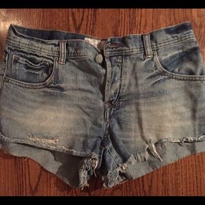 Free People Light Wash Denim Cut Off Shorts