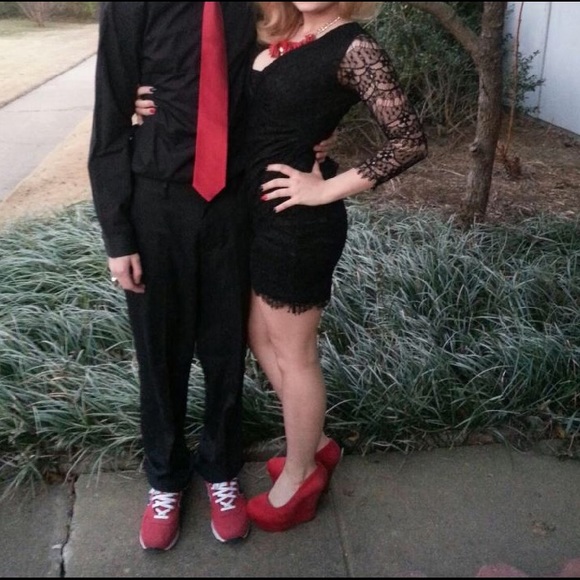 Black lace formal dress