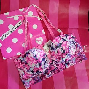 NWT VS floral 34A lacey pink bra