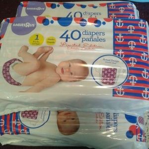 3 pks Babies R Us Anchor Pattern Diapers