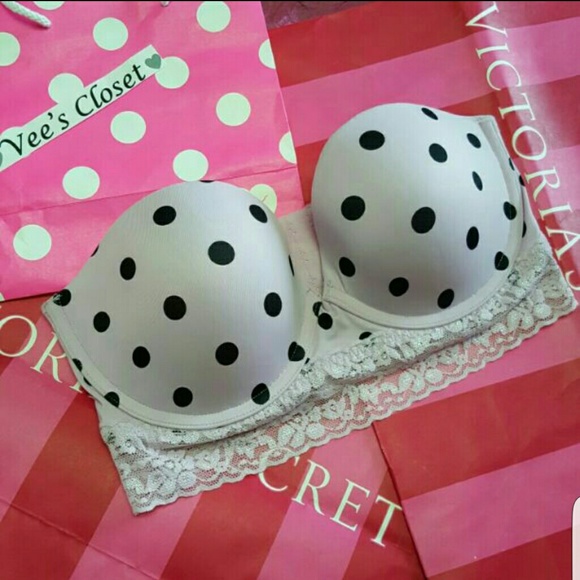 VS Lavender and black Polka-dot Bustier Bra