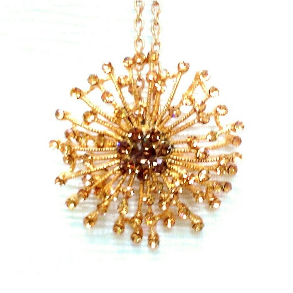 ❌Stunning Vintage Amber Sunburst Pendant Brooch - Picture 2 of 4