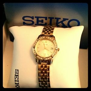Seiko Gold and Swarovski Crystal Watch
