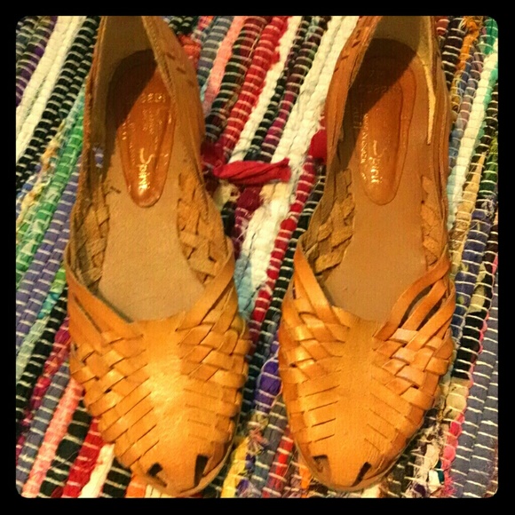Cute Brown Real Leather Woven Hippie Slip-ons