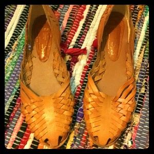 Cute Brown Real Leather Woven Hippie Slip-ons