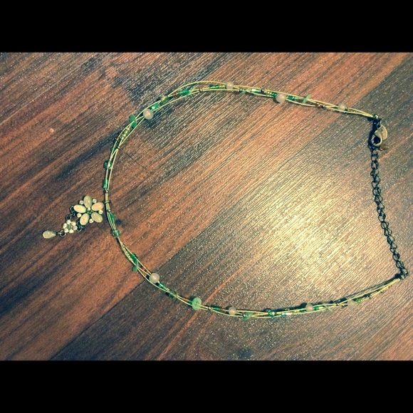 Lia Sophia green beaded with flower pendant