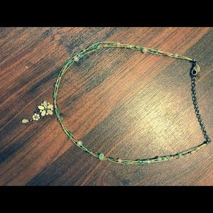 Lia Sophia green beaded with flower pendant