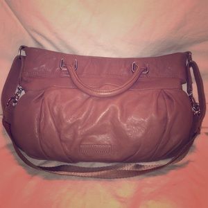 BCBGMaxAzria taupe leather crossbody/satchel purse