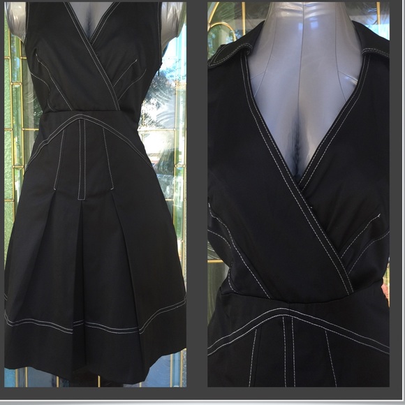 Black Pleated Dress Sz 7 - Picture 2 of 3