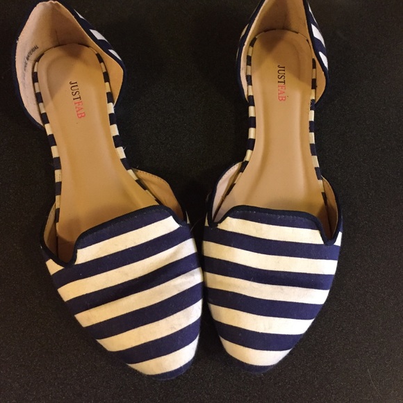 JustFab Shoes - Navy & White Striped Flats
