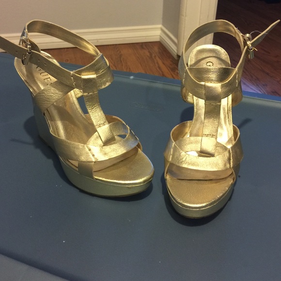 Guess Gold Wedges Sz 5.5