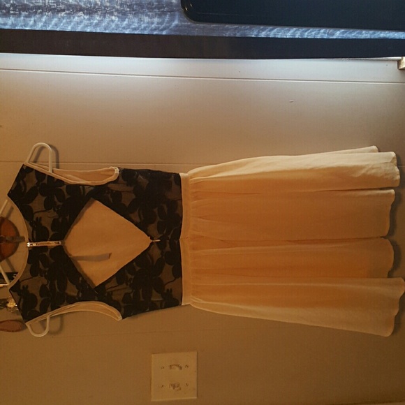 Creme colored dress with black sheer - Picture 2 of 3