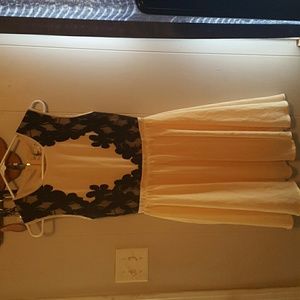 Creme colored dress with black sheer