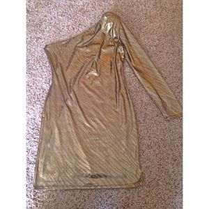 Sexy One Sleeve Gold Dress