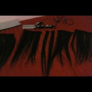 18in Black Hair Extensions/Crimper