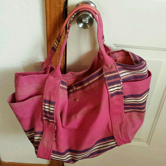GAP Pink & Purple Striped Canvas Tote