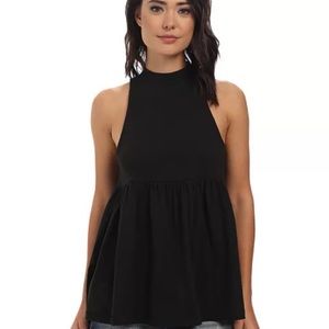 Free People Mock Neck Black Tank Top Small BNWT