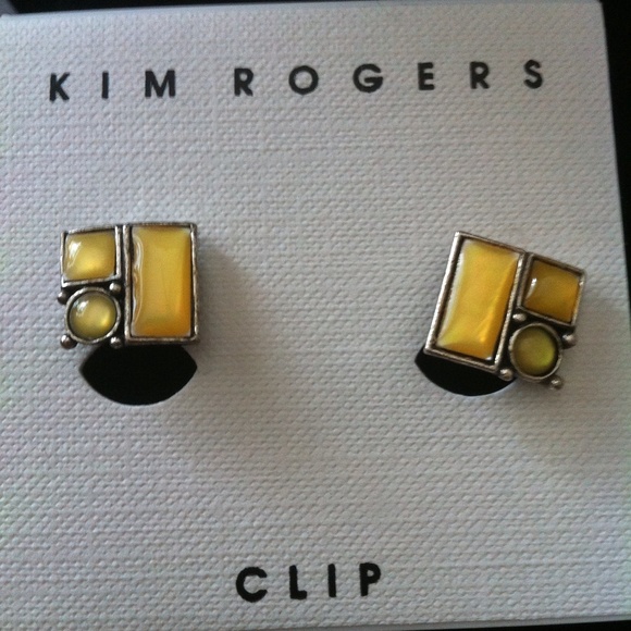 Yellow and silver clip-on earrings