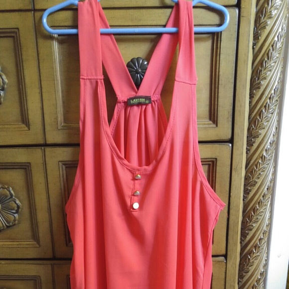 Tank blouse in coral