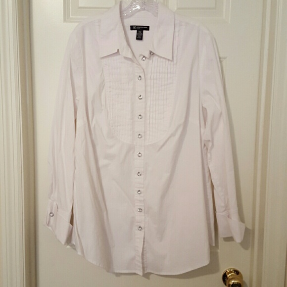 INC Woman White Tunic Shirt Pintucks 16W