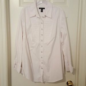 INC Woman White Tunic Shirt Pintucks 16W