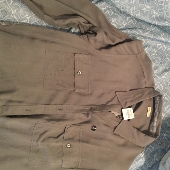 Grey long sleeve button up