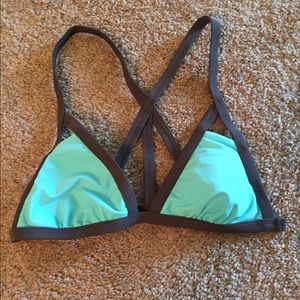 Sporty blue and grey bathing suit top